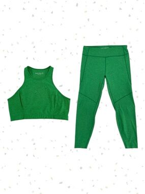 Outdoor Voices Pine Set 7/8 Warmup Leggings & Athena Bra Top Bright Green Set XL